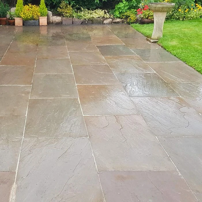 Autumn Brown Indian Sandstone Paving Slabs - Riven - 600x900 - 22mm